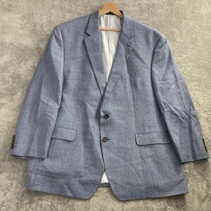 Ralph Lauren Dillards Sport Coat Mens 50R Blue Wool Silk Linen Blend Blazer FLAW